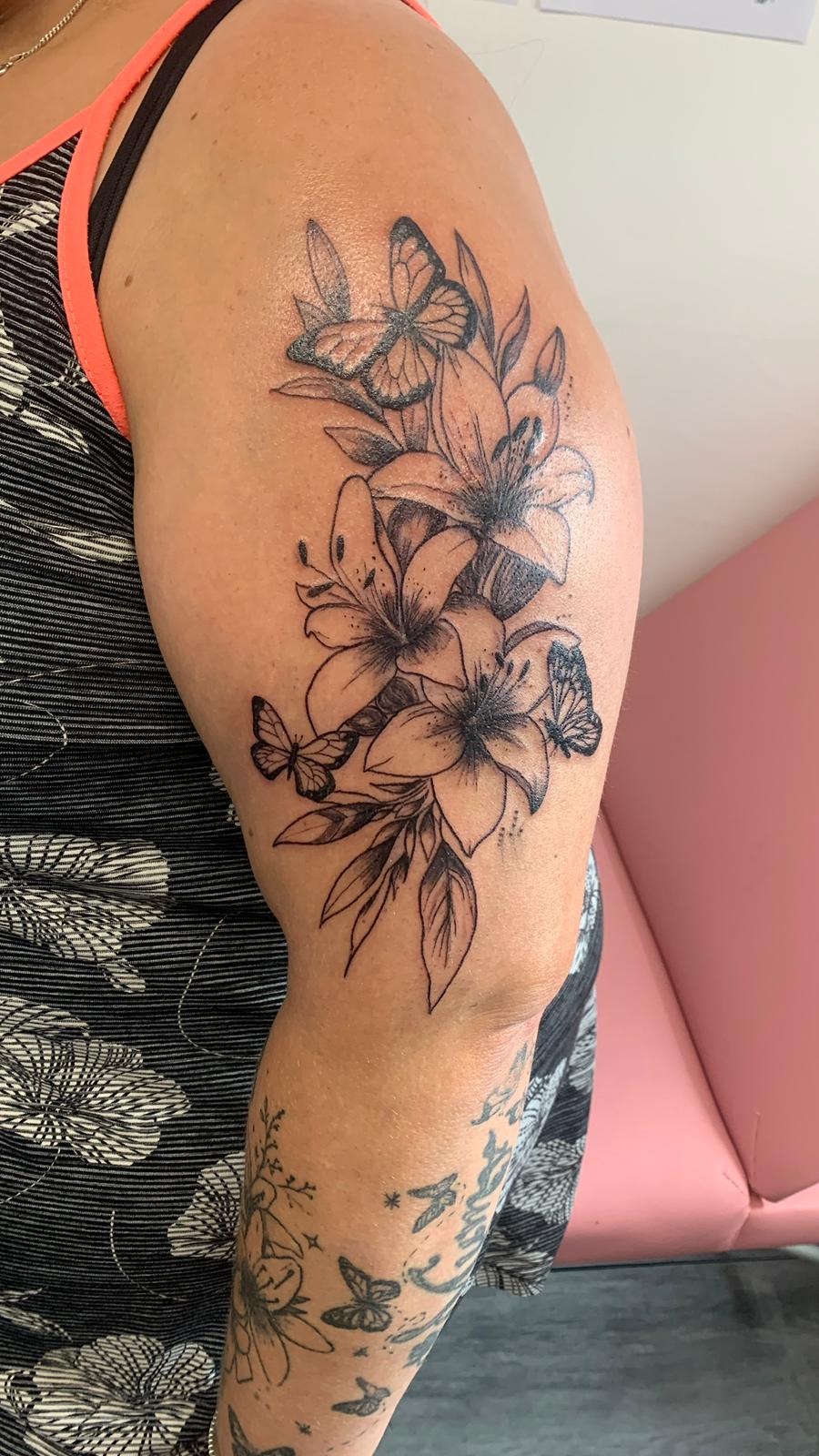 Fine line script lettering tattoo by Ink By LOLO Southport