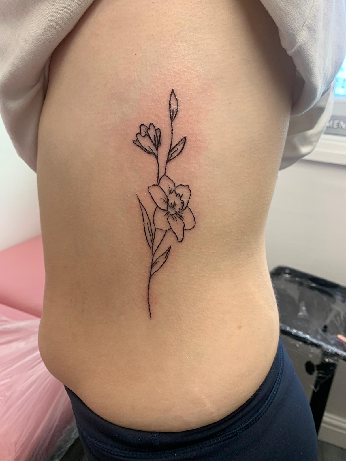 Fine line geometric pattern tattoo by Ink By LOLO Southport